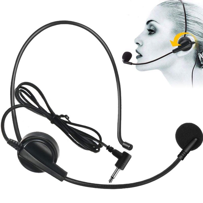 EXMAX Over Ear 3.5mm/1/8 Hands Free Cardioid Wired Audio Boom Condenser Classroom Mic Headset Microphone for UHF-938 ATG-100T Wireless Tour Guide System Voice Amplifier Conference PC Laptop Tablet - Image 1